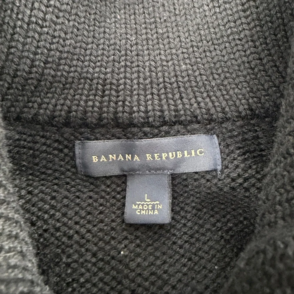 Banana Republic Jacket Mens‎ L Black Chevron Stitch Wool Knit Military Utility